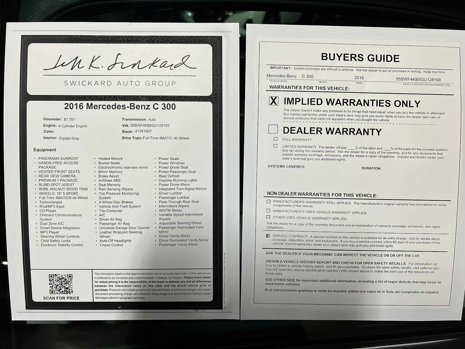 2016 Mercedes-Benz C 300 4dr Sdn 4MATIC®