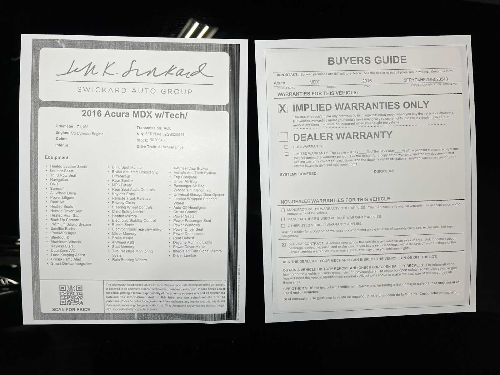 2016 Acura MDX w/Tech/Entertainment