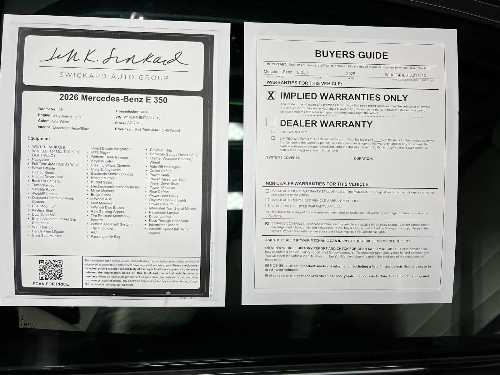 2026 Mercedes-Benz E 350 4MATIC® Sedan