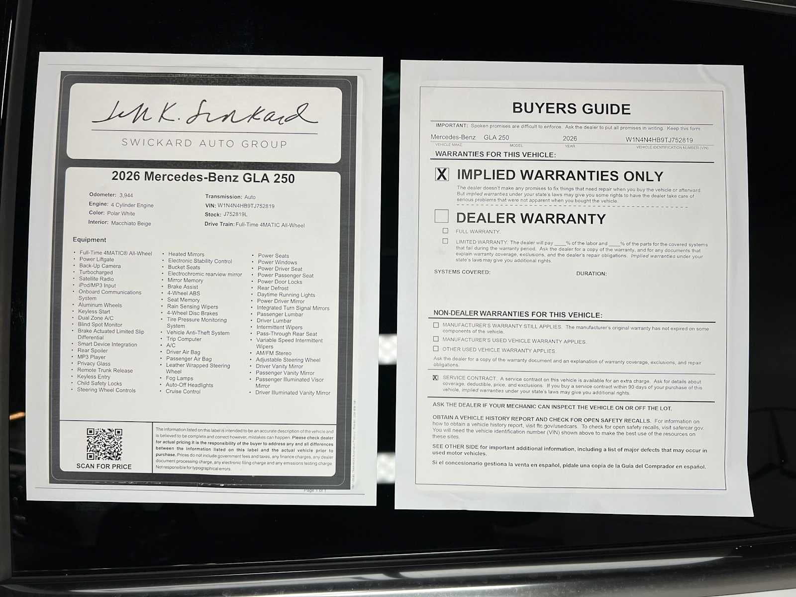 2026 Mercedes-Benz GLA 250 4MATIC® SUV