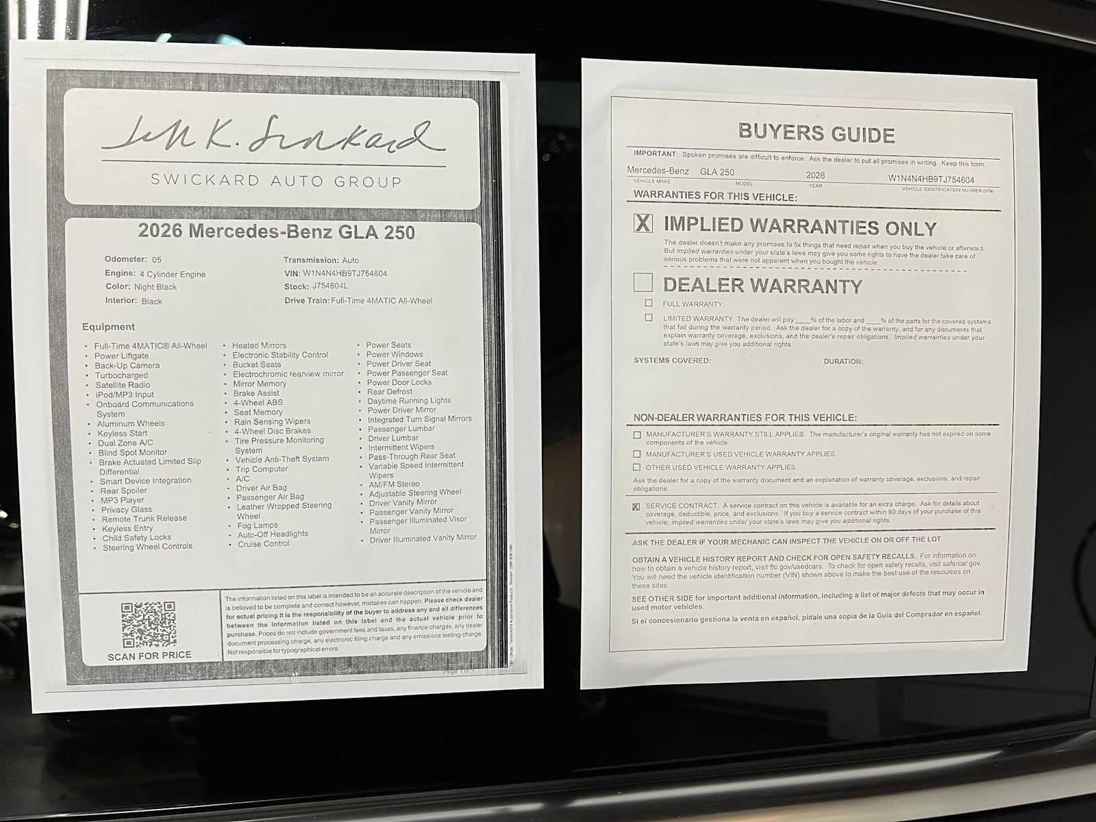 2026 Mercedes-Benz GLA 250 4MATIC® SUV