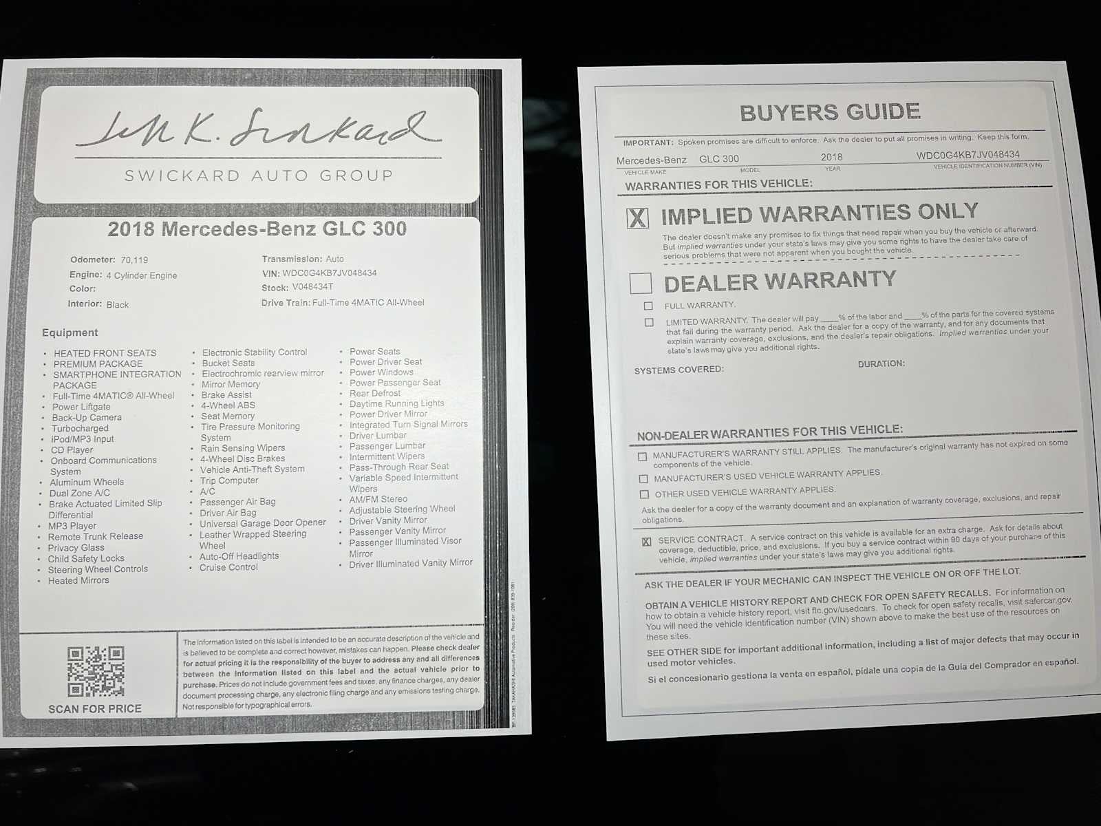 2018 Mercedes-Benz GLC 300 GLC 300