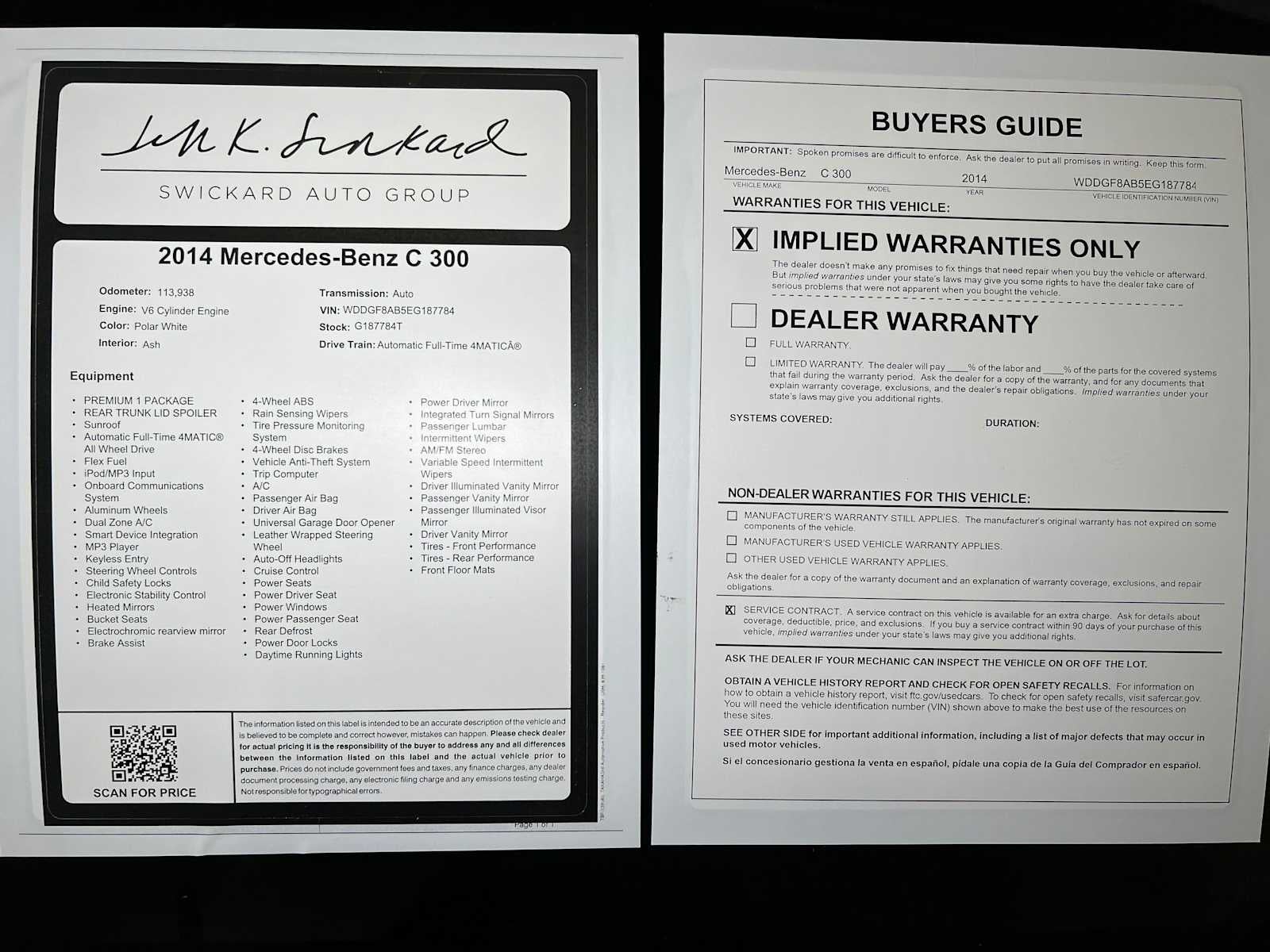 2014 Mercedes-Benz C 300 4dr Sdn 4MATIC®