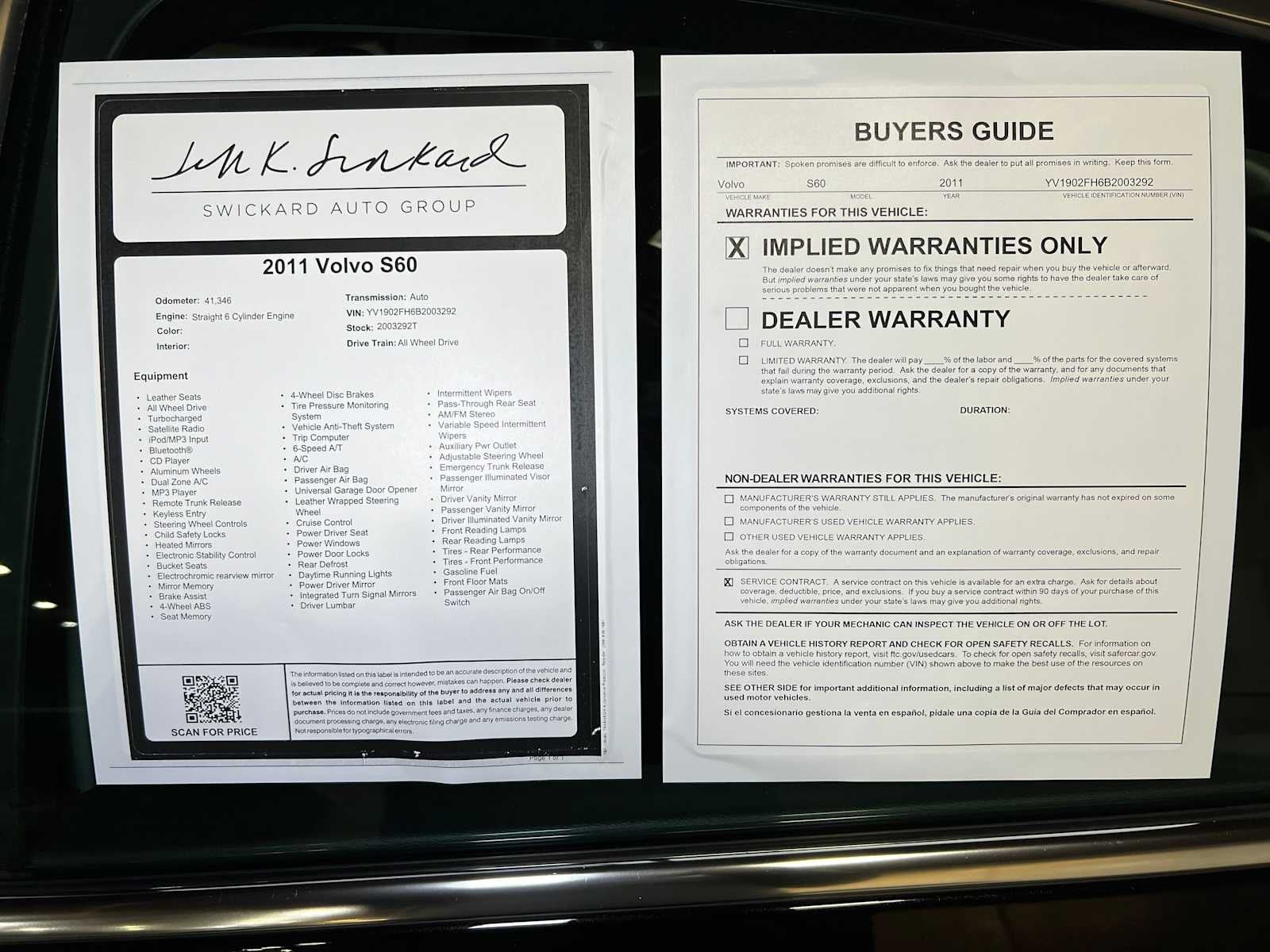 2011 Volvo S60 4dr Sdn