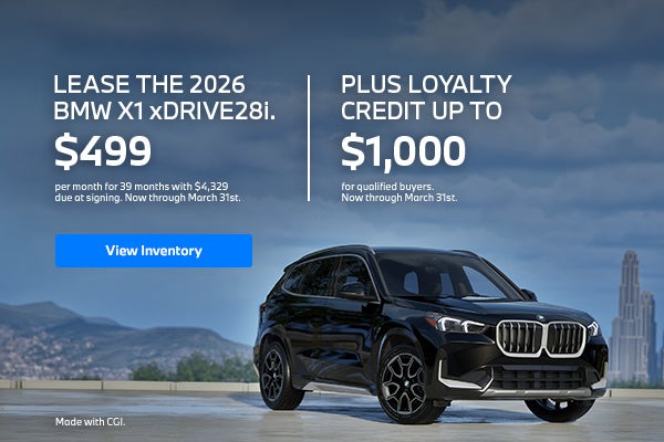 2026 X1 lease starting at $499 per month for 39 months