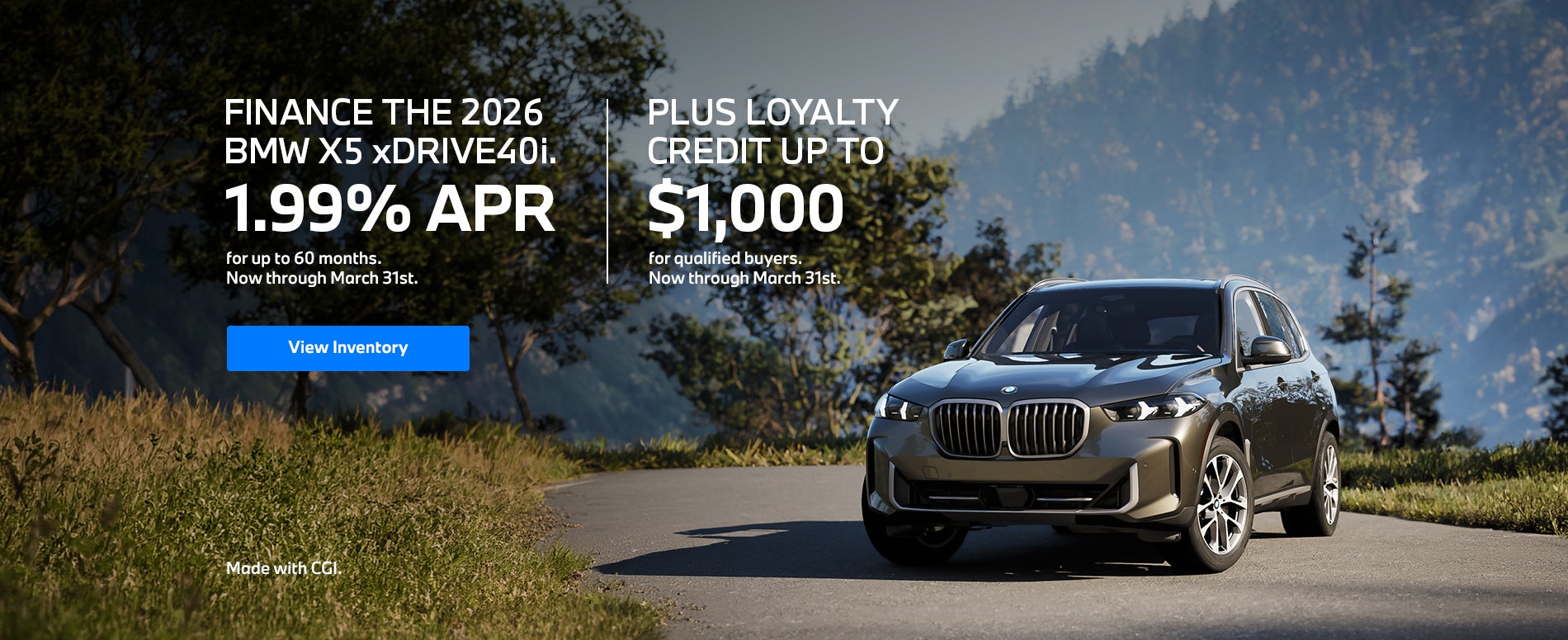 Finance The 2026 BMW X5 xDrive40i. 1.99% APR