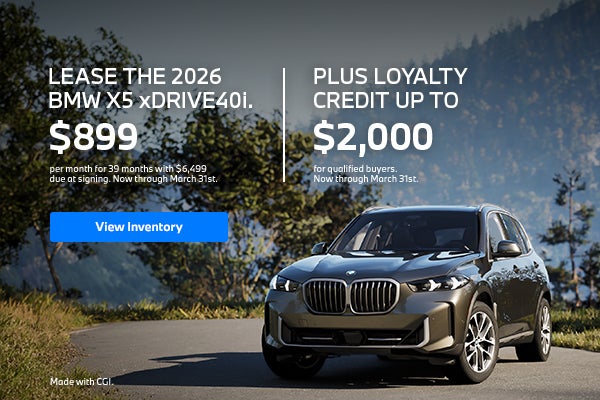 2026 X5 lease starting at $899 per month for 39 months