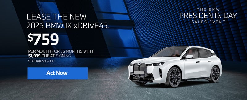 2026 BMW iX xDrive45 Lease for $759 per month for 36 months.