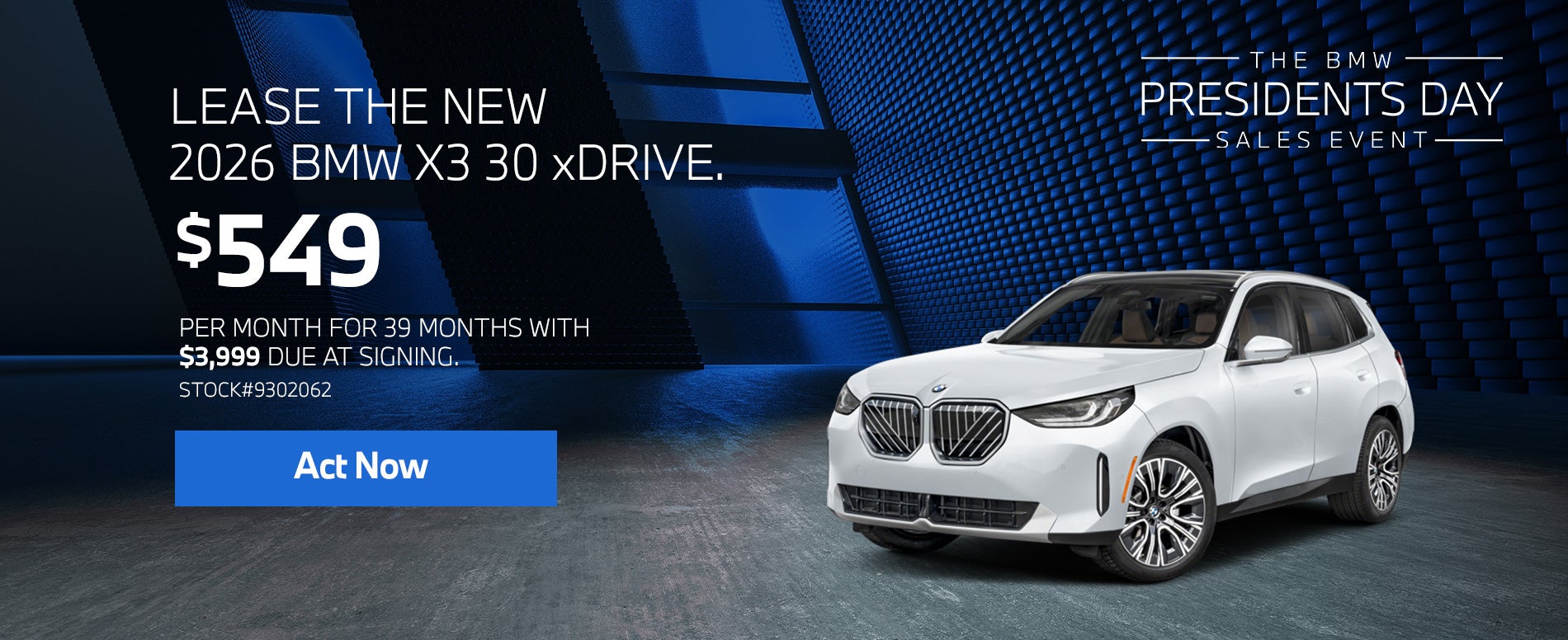 2026 BMW X3 30 xDrive Lease for $549 per month for 39 months