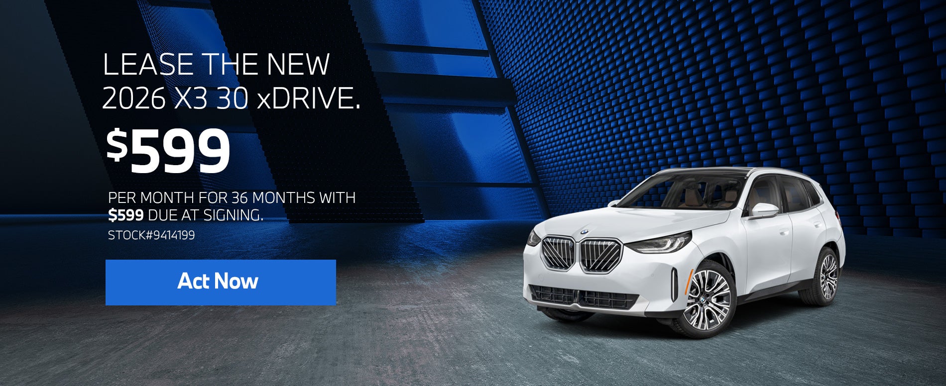 2026 BMW X3 30 xDrive Lease from $599/mo, $599 due at signin