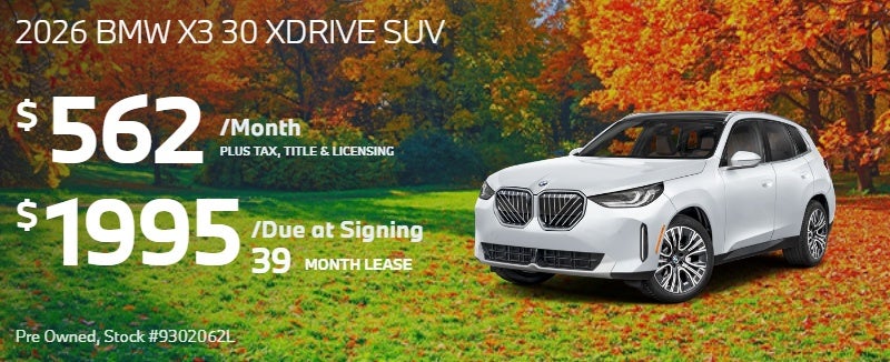 2026 BMW X3 30 xDRIVE SUV: $562/mo